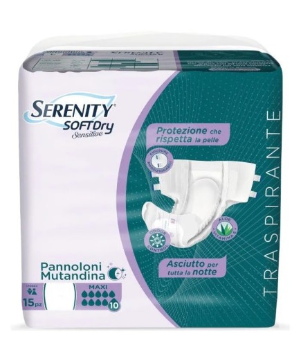 Serenity Soft Dry Sensitive Pannolone Mutandina Maxi Taglia M 15 Pezzi