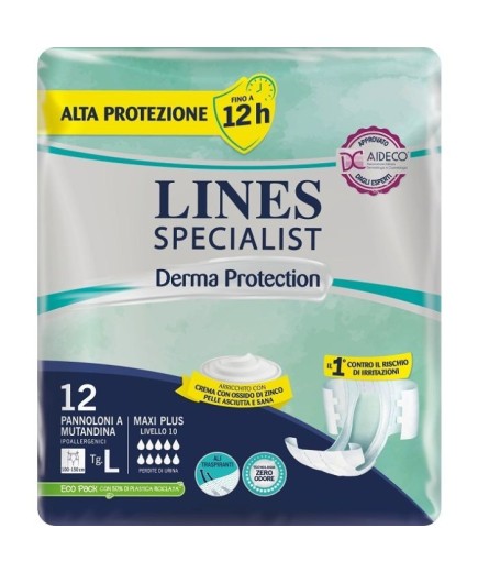 LINES SPECIALIST Derma Protection 12 Pannoloni a Mutanda Tg L 100-150 cm