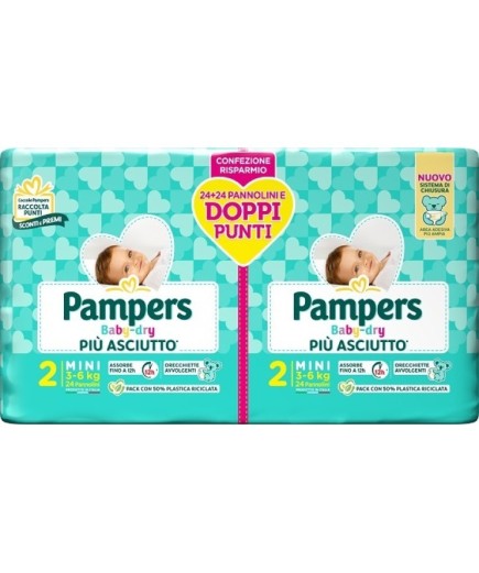 PAMPERS BABY DRY DUO DOWNCOUNT MINI 48PZ