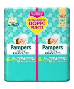 Pampers Baby Dry Pannolino Duo Downcount XL 26 Pezzi