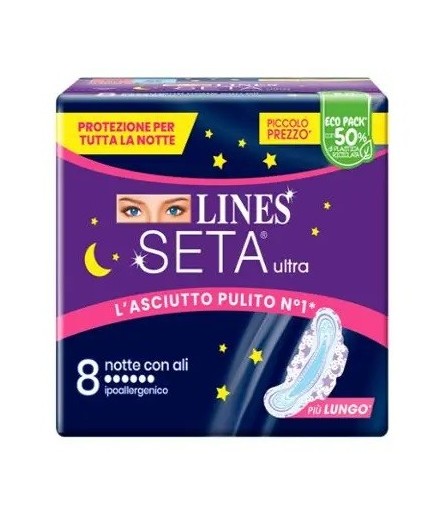 Lines Seta Ultra Assorbenti Notte 8 Pezzi