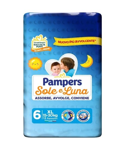 Pampers Sole E Luna Extralarge Taglia 6 (15-30 Kg) 13 Pannolini