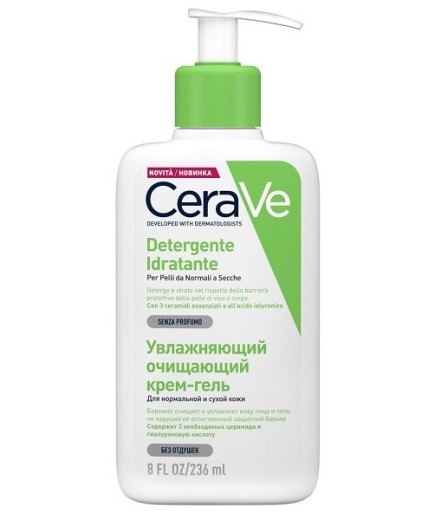 CeraVe Detergente Idratante Viso Pelle da Normale A Secca Con Acido Ialuronico E Ceramidi 263 ml