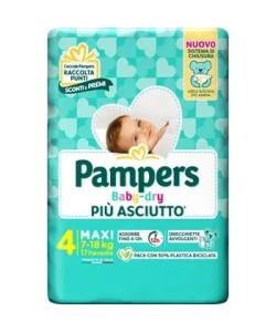 Pampers Baby Dry Pannolino Downcount Maxi 17 Pezzi Taglia 4 (7-18 kg)