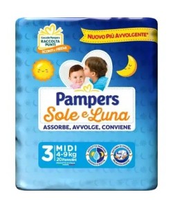 Pampers Sole&Luna Midi 20 Pezzi taglia 3 (4-9 kg)