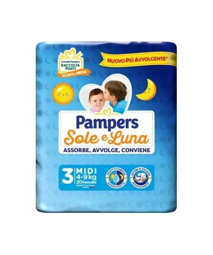 Pampers Sole&Luna Midi 20 Pezzi taglia 3 (4-9 kg)